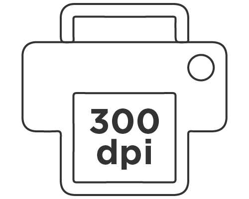 300 dpi resolution is ideal for printing